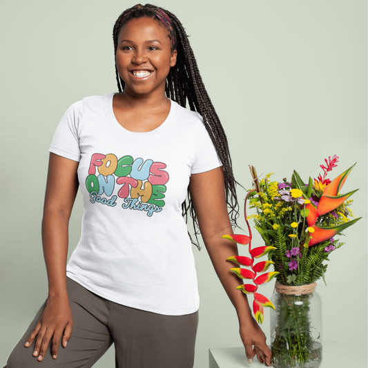 focus on good things T-Shirt Motivation T-shirt Nachhaltig & Unisex | Minimalistisches Design Sommer T-shirt relax komfort T-shirt