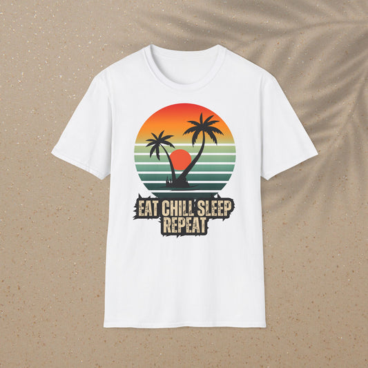 eat chill sleep repeat T-Shirt Sommer Surf T-shirt  Ozean Wellen T-Shirt, Sommer Strand Shirt